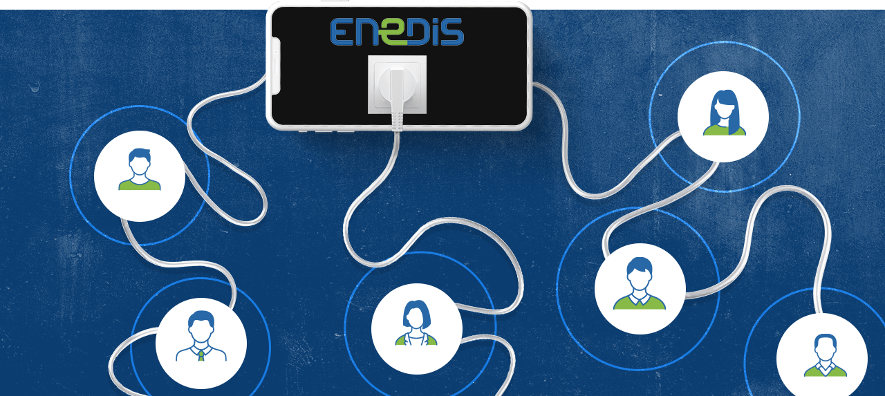 Représentation schématique de l'ensemble des parcours clients rendant accessibles l'information diffusée par Enedis.