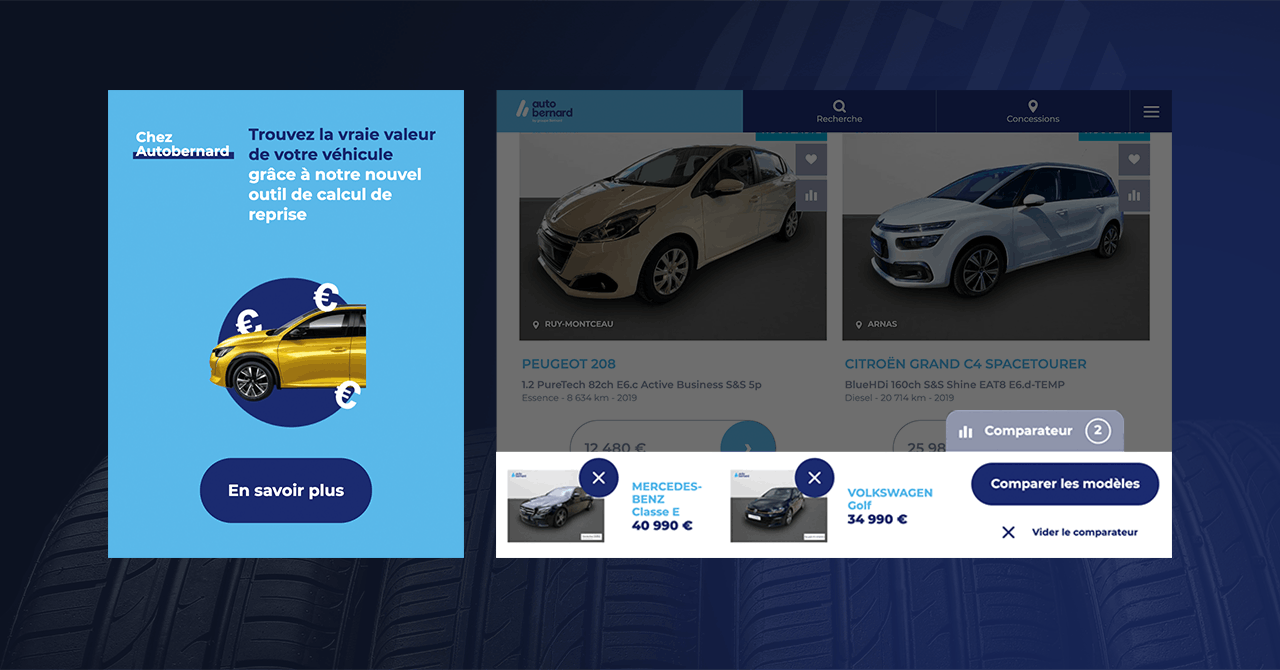 Extraits du site internet du Groupe Bernard proposant l'achat de voitures d'occasion
