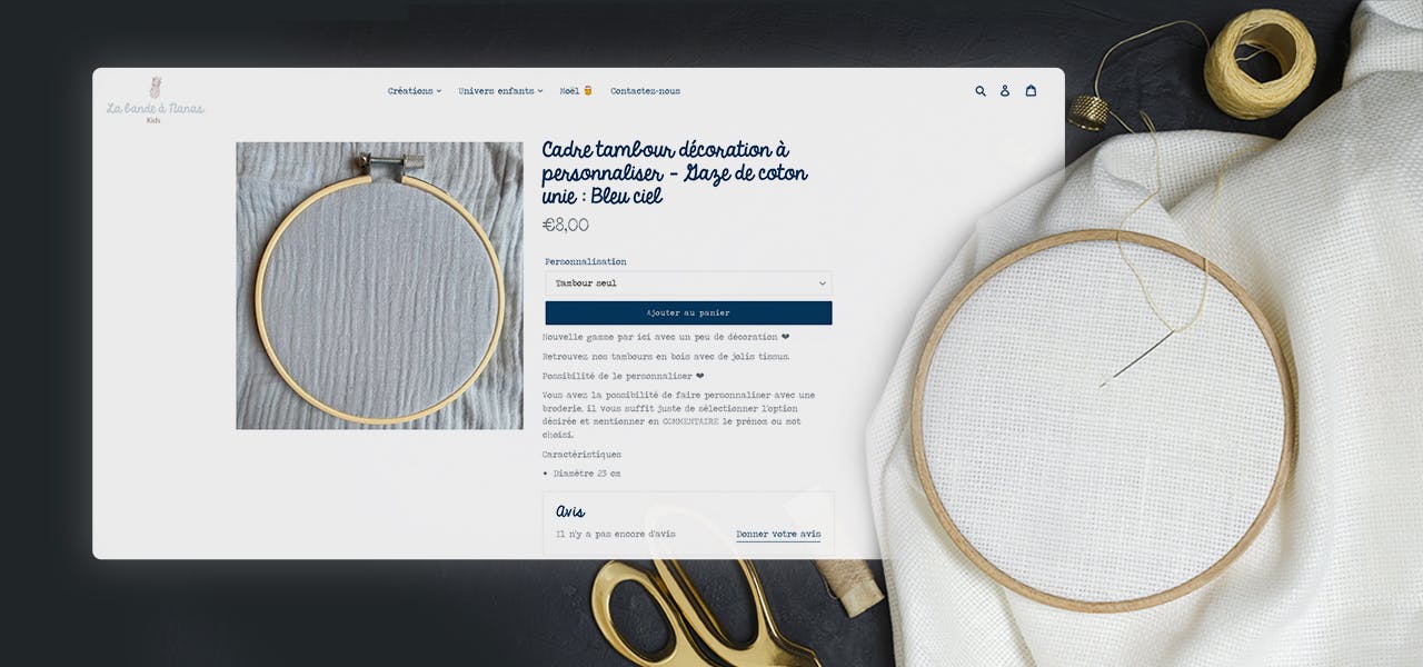 Extrait d'une page produit du site la bande à Nanas