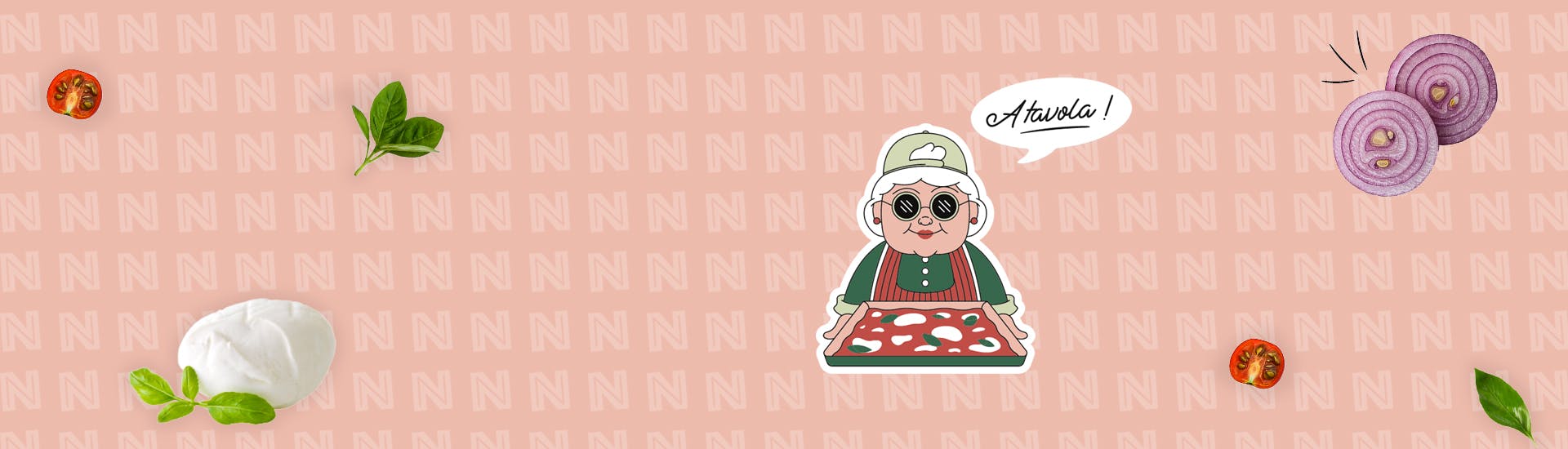 Différents éléments de la charte graphique du site internet de Dalla Nonna : la fraiciheur des produits de l'Italie