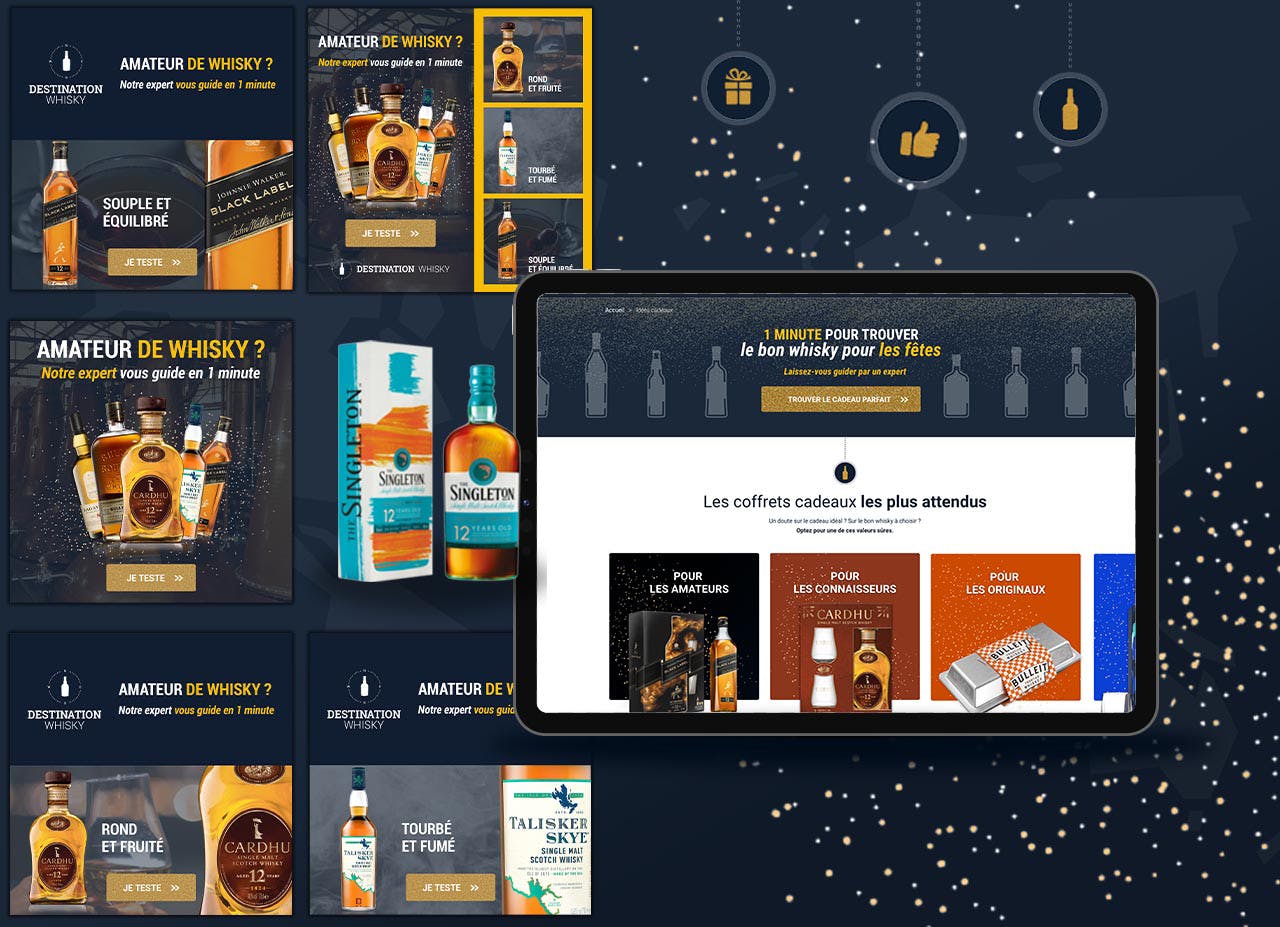 Extraits des différents visuels créés et diffusés pour la campagne des fetes de fin d'année de MHD