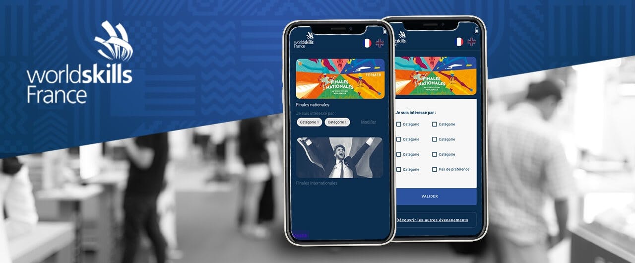 L'application WorldSkills France vue depuis deux smartphones