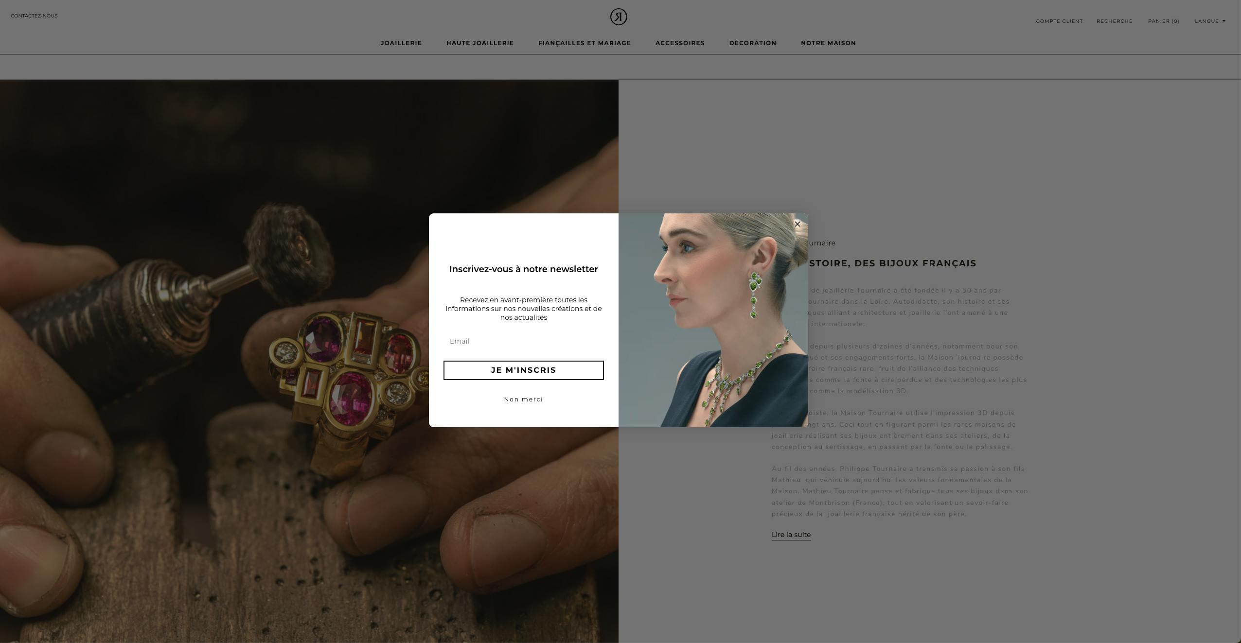Pop-up d'inscription email sur le site philippetournaire.com