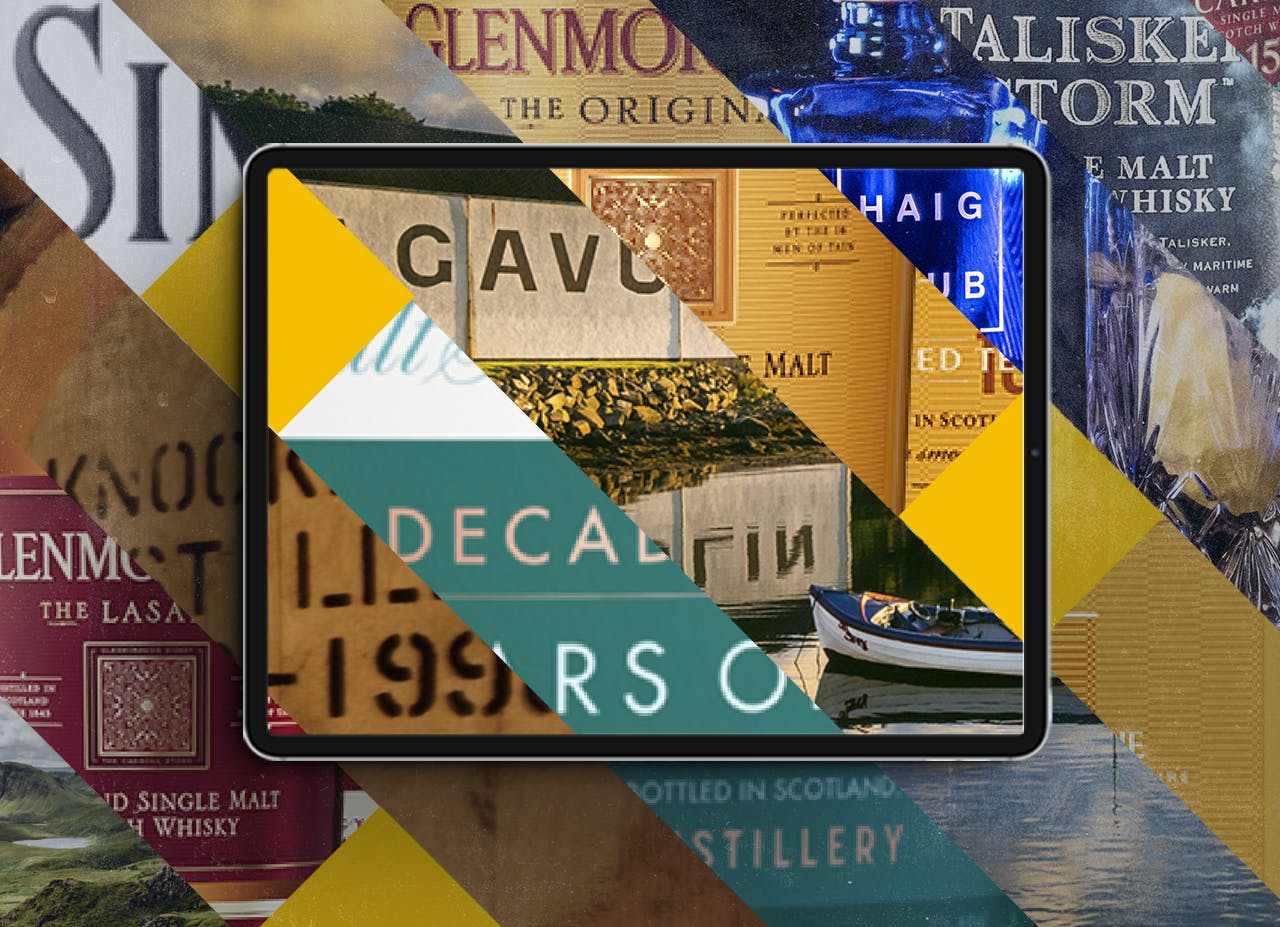 Une tablette présente les différents univers de marque présent sur le site internet de Moet Hennessy Diageo