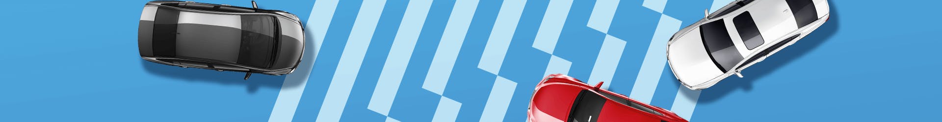 3 voitures vue du dessus disposées sur un background représentant la charte graphique de Groupe Bernard